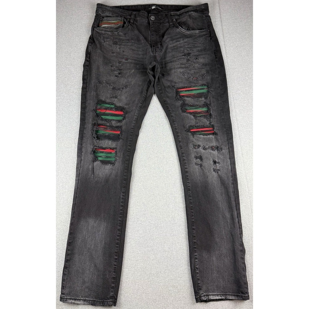 Jordan Craig Legacy Edition Aaron 36x34 Black Distressed Stripe Jeans